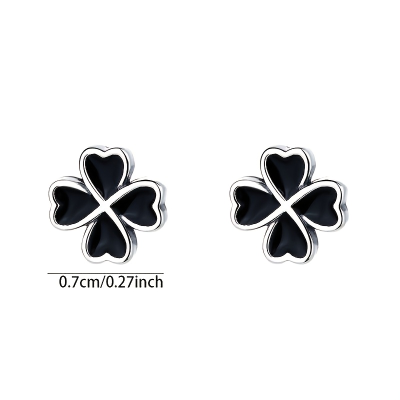 2pcs Women's S925 Silver Light Heart Clover Stud Earrings Set